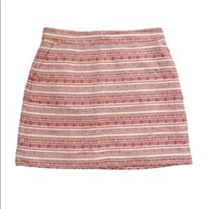 LOFT Skirt Pink Red Orange Multicolor Striped Lined Pencil Mini Skirt Size 8